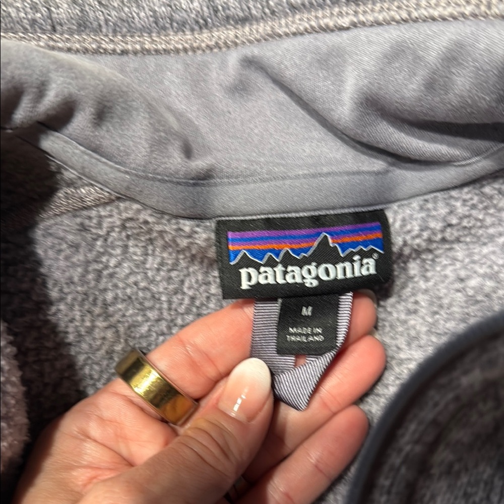 Patagonia Heathered Gray/Purple tone Fleece Pullover- women's Medium - Picture 3 of 4